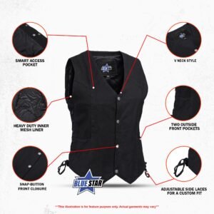 BSM2519 Women's Denim Classic Side Lace Vest