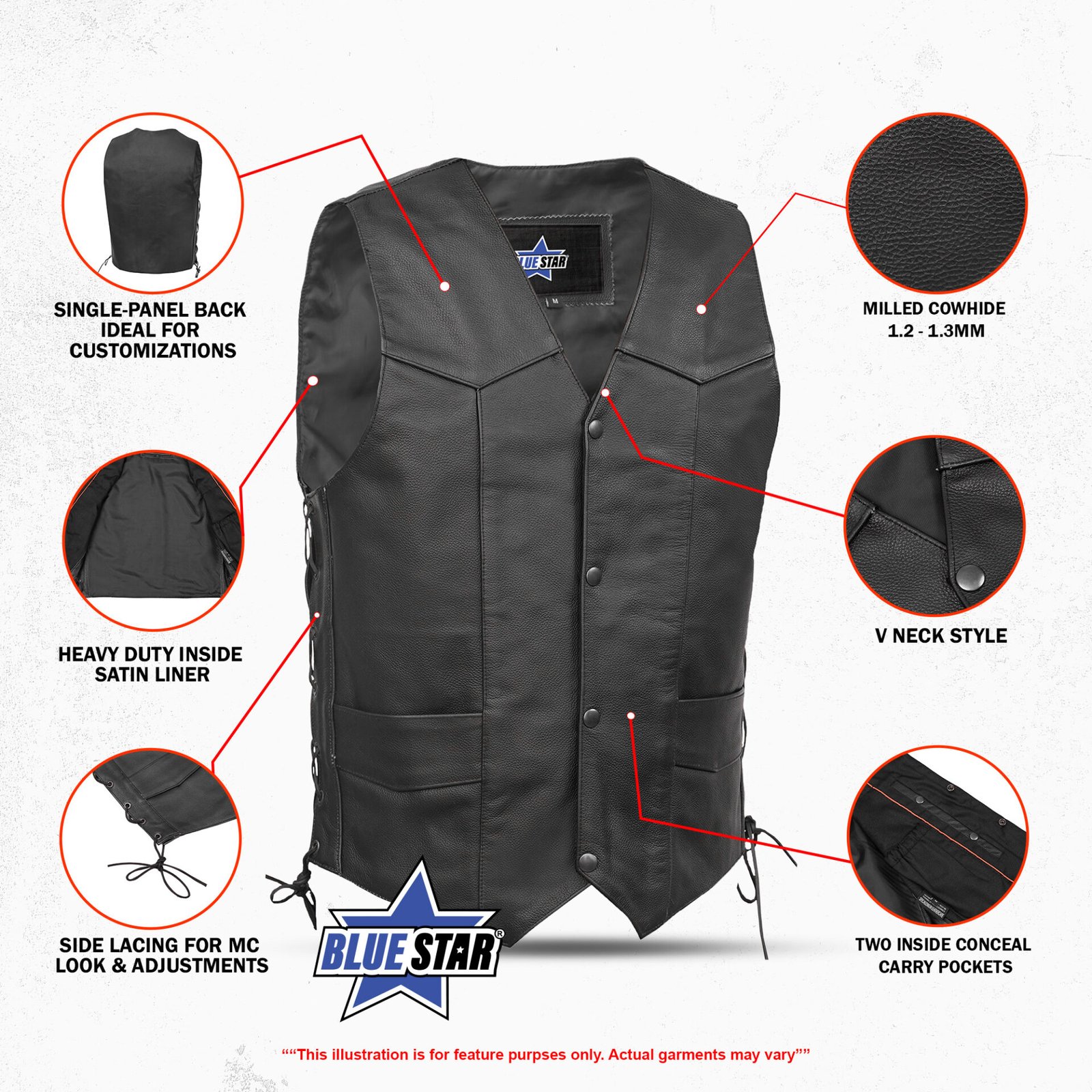 BSM1513 Traditional Single Back Panel Concealed Carry Vest - Image 2