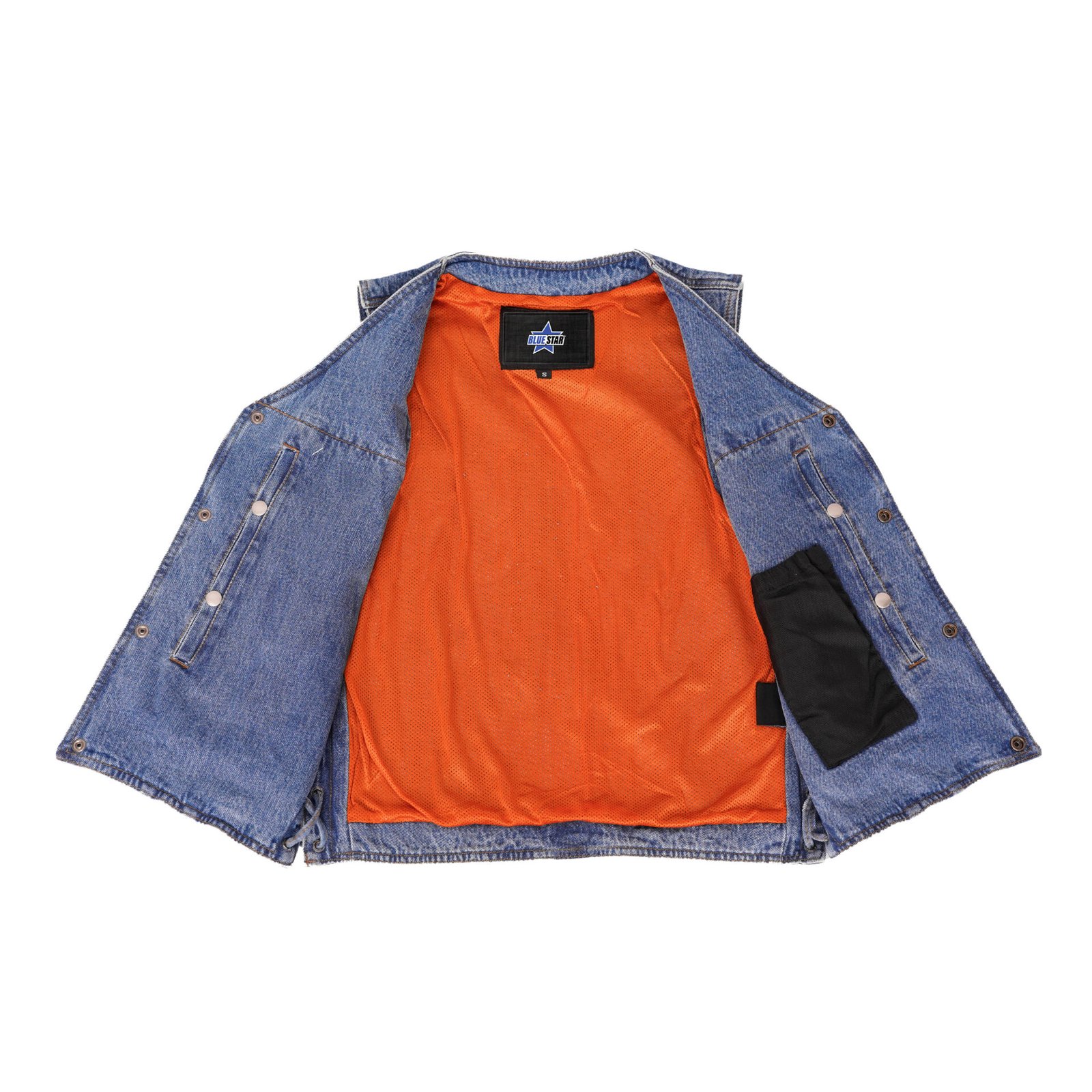 BSM1555 Men's Single Back Panel Concealed Carry Denim Vest - Image 5