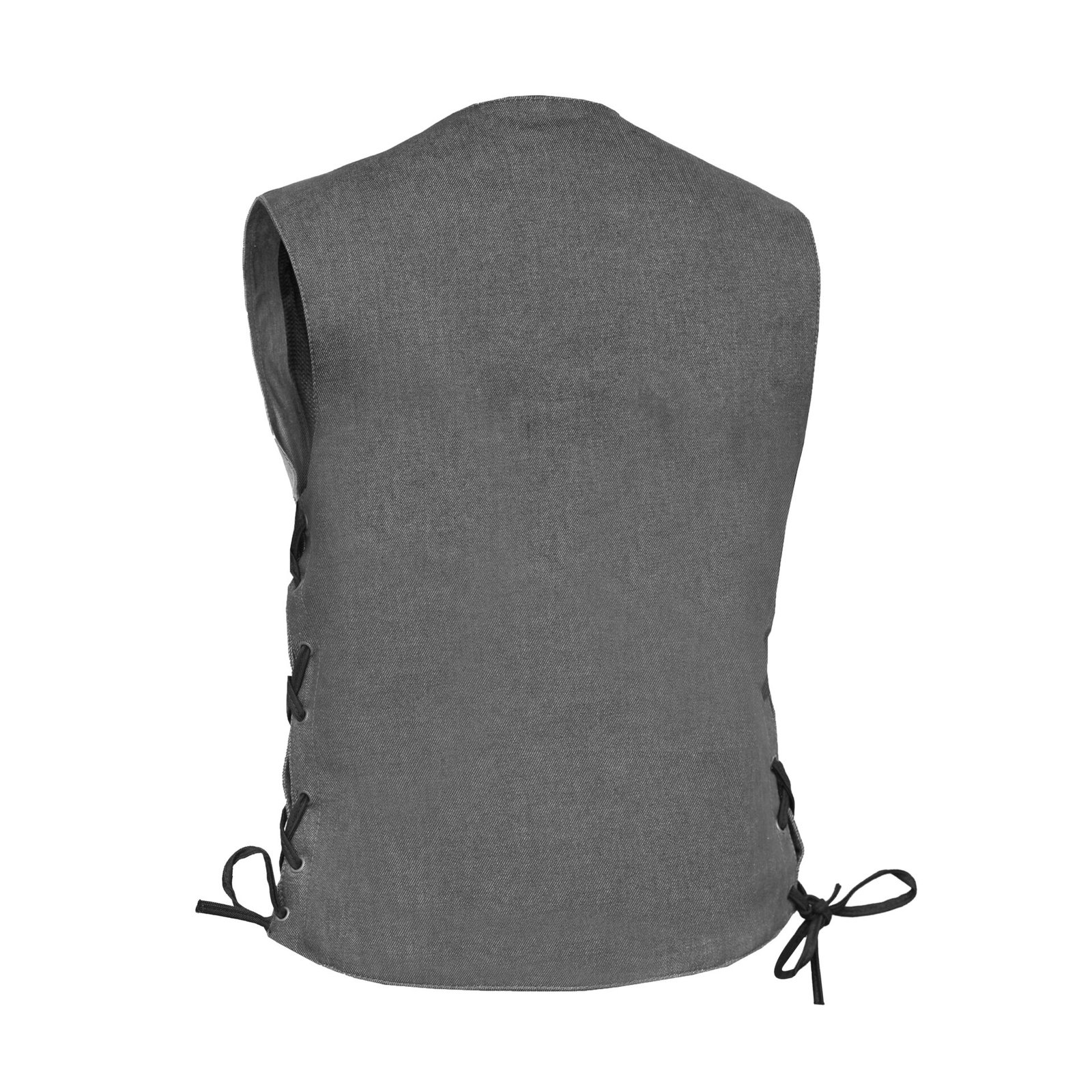 BSM2545 Women's Rough Rub-Off Raw Finish Broken Gray Denim Vest - Image 2