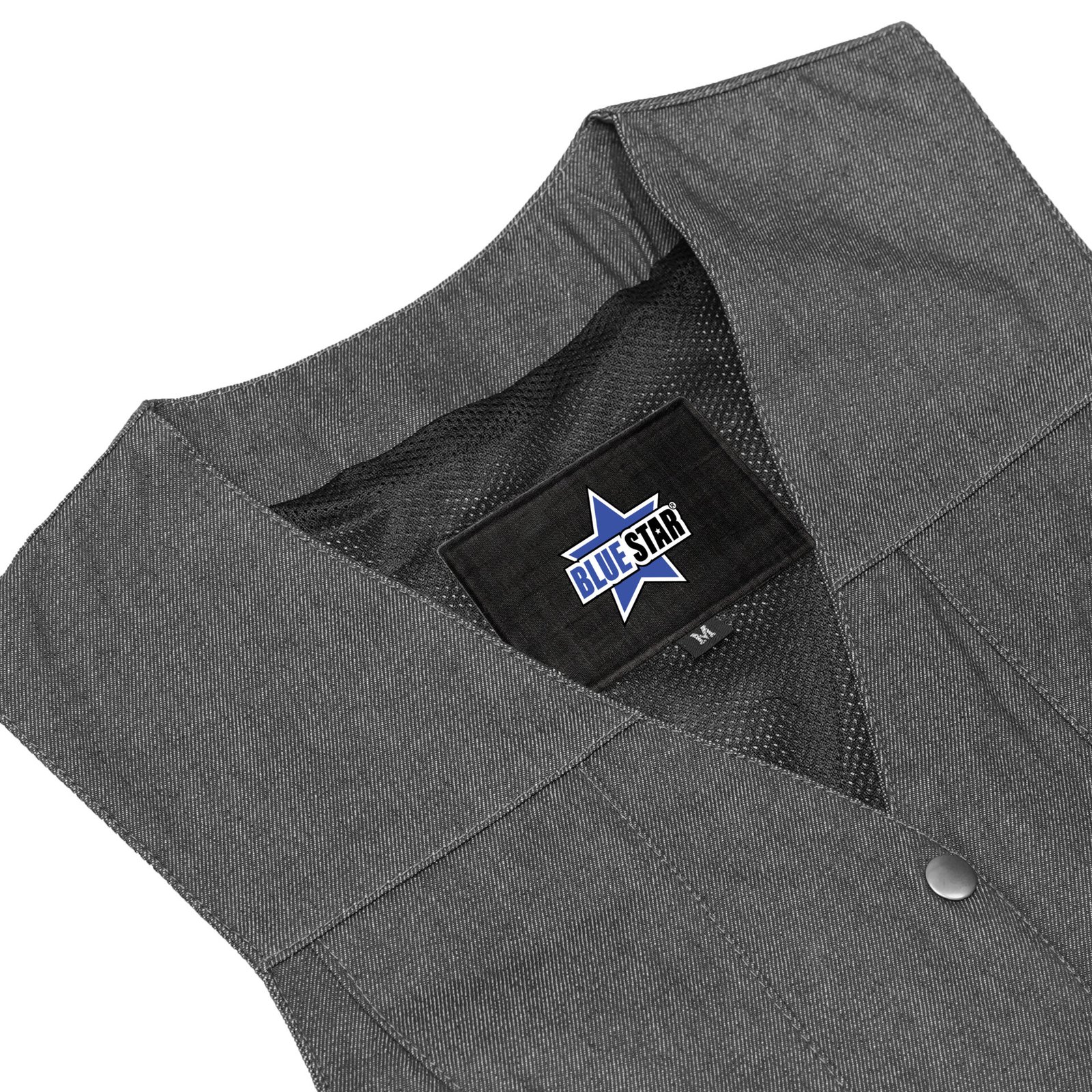 BSM2545 Women's Rough Rub-Off Raw Finish Broken Gray Denim Vest - Image 7