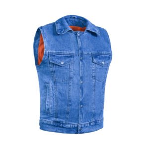 BSM1569 Snap Front Denim Vest- Blue