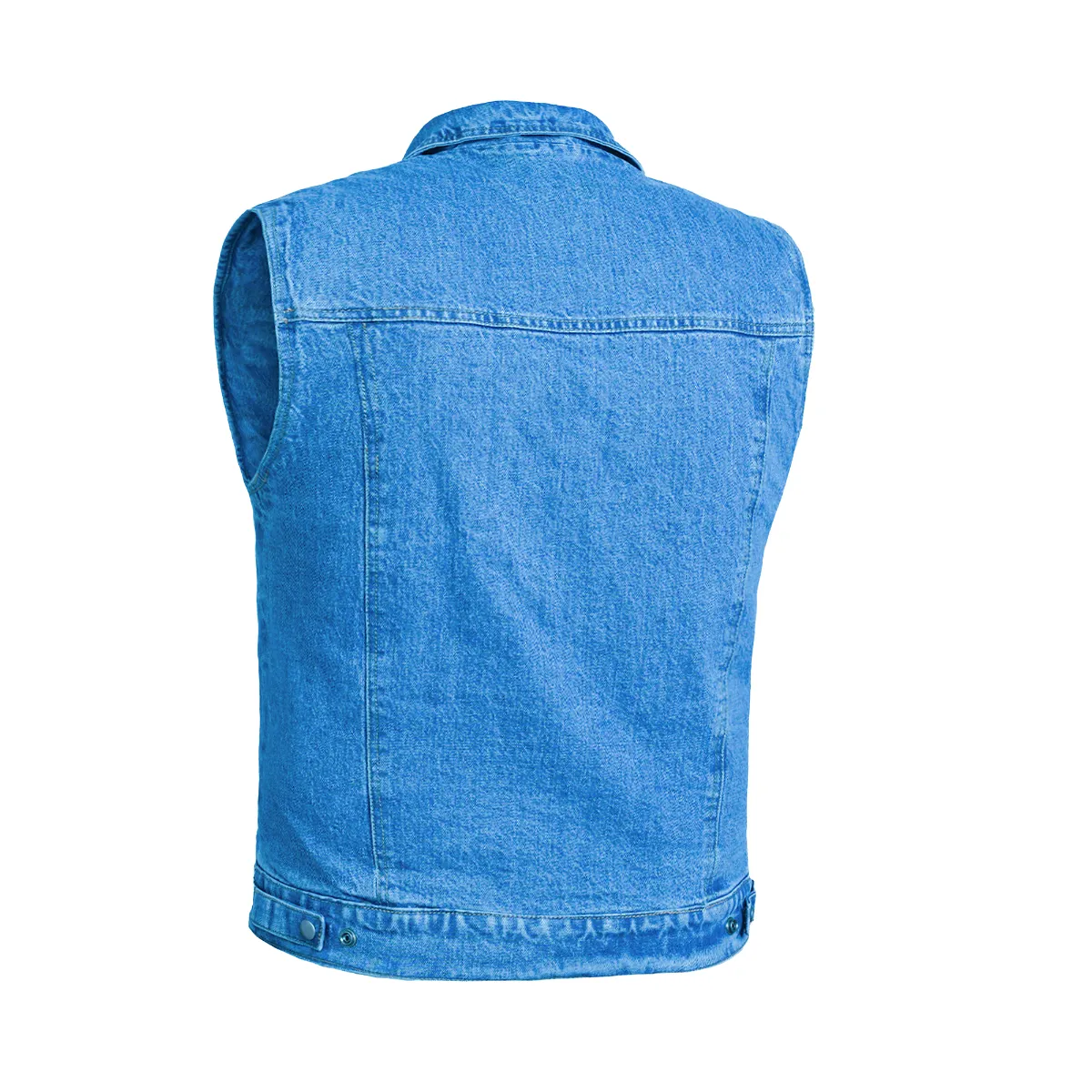 BSM1510 Snap/Zipper Front Denim Vest- Blue - Image 2