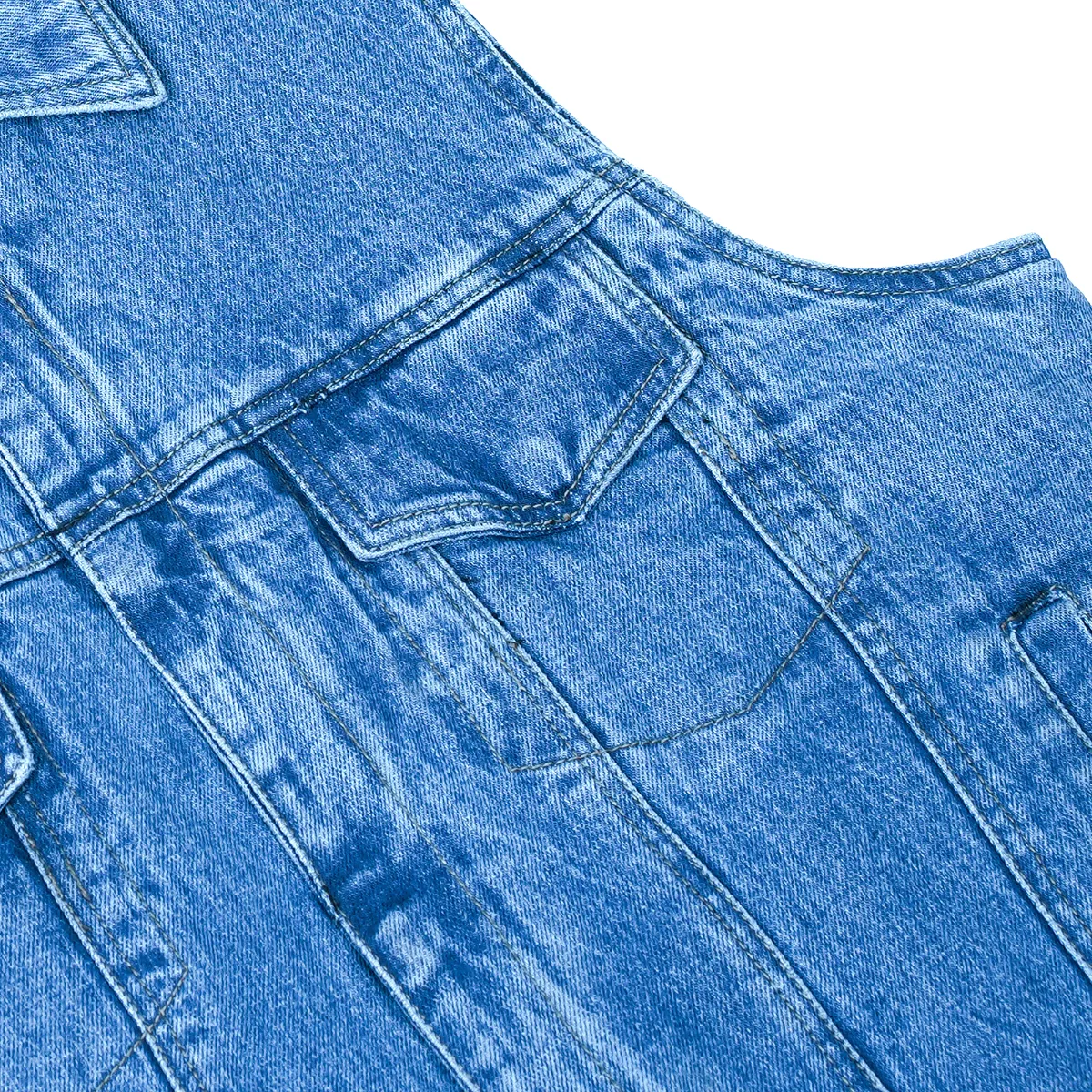 BSM1510 Snap/Zipper Front Denim Vest- Blue - Image 4
