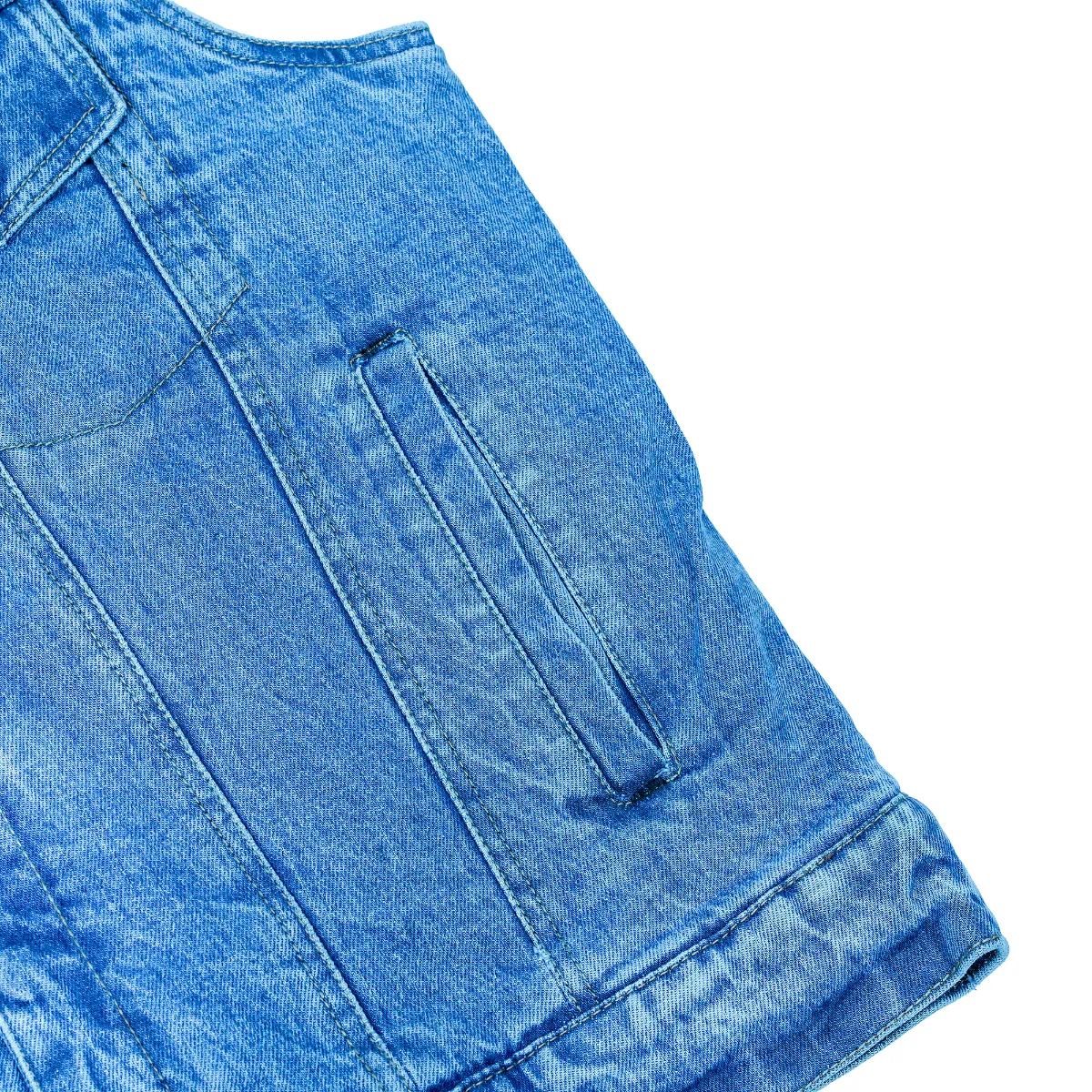 BSM1510 Snap/Zipper Front Denim Vest- Blue - Image 6