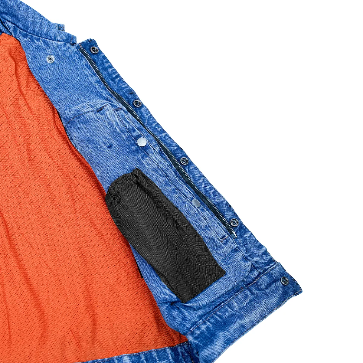 BSM1510 Snap/Zipper Front Denim Vest- Blue - Image 7