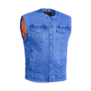 BSM1538 Concealed Snaps, Denim Material, Hidden Zipper, w/o Collar
