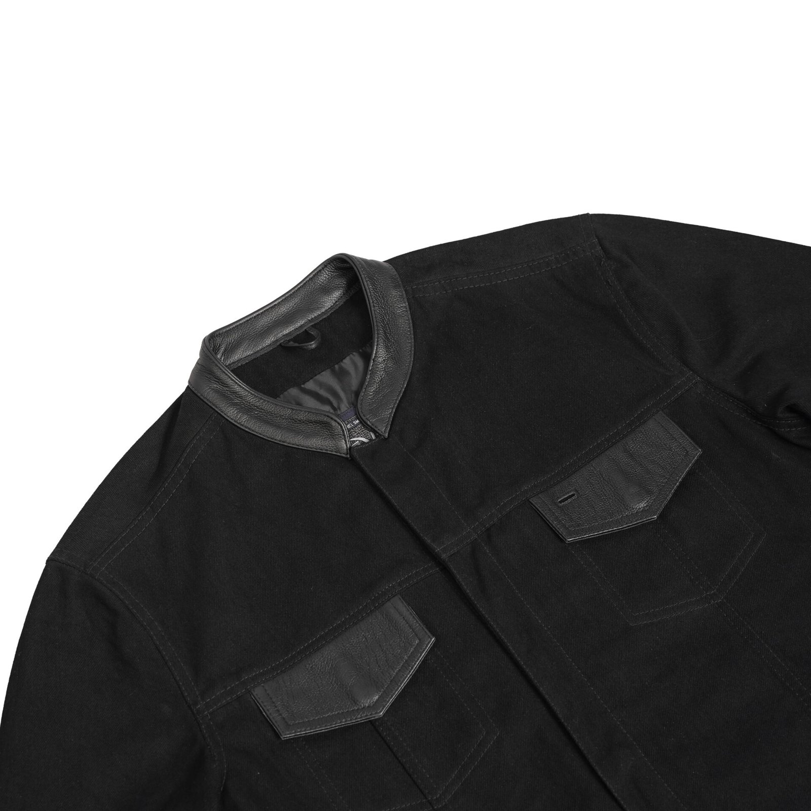 BSM1115 Men's Full Cut Denim Shirt W/Leather Trim - Image 8