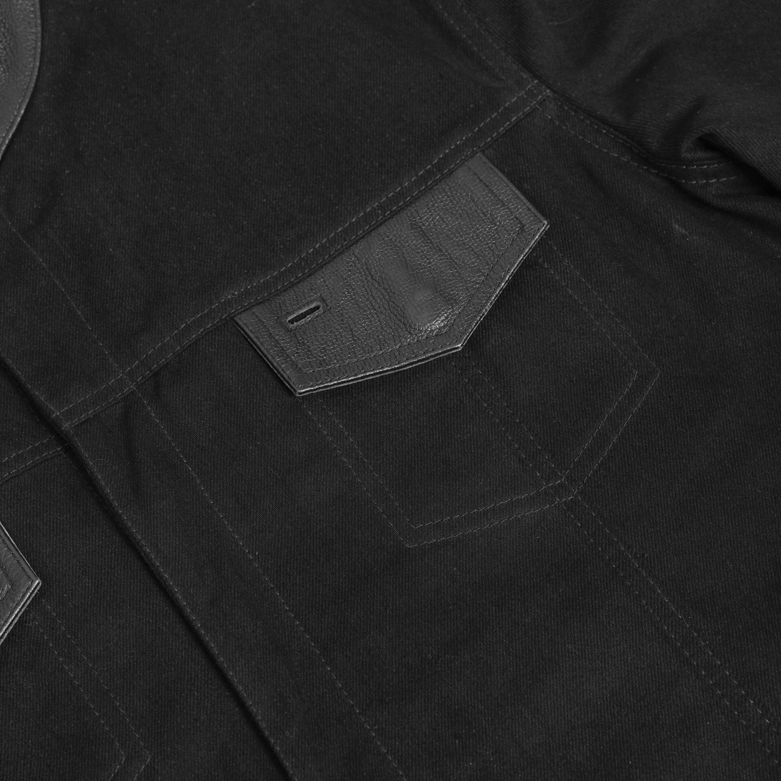 BSM1115 Men's Full Cut Denim Shirt W/Leather Trim - Image 9