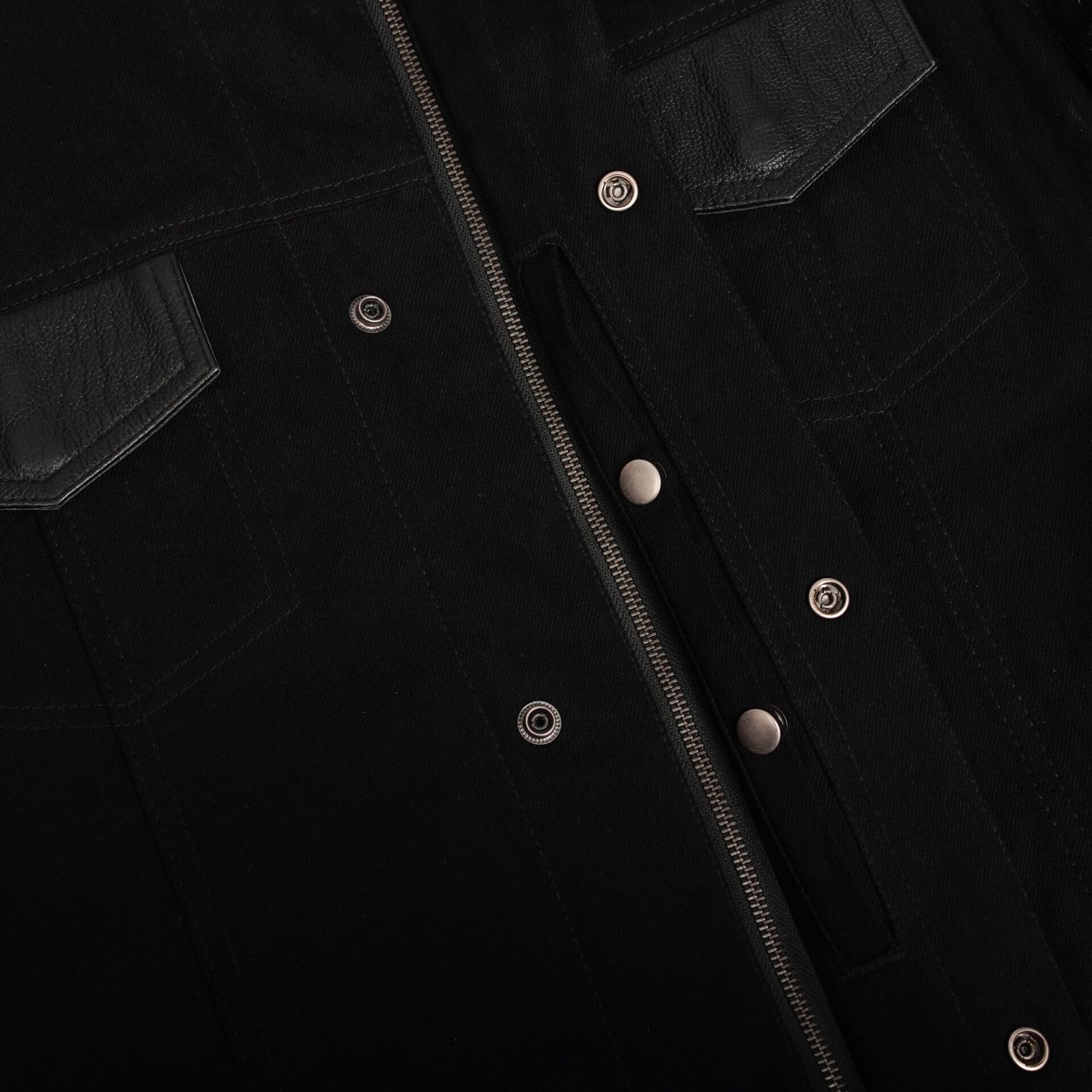 BSM1115 Men's Full Cut Denim Shirt W/Leather Trim - Image 10