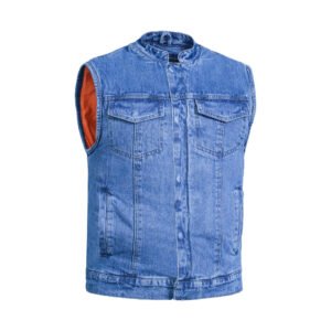 BSM1534 Concealed Snap Closure, Denim Material, Scoop Collar & Hidden