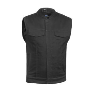 BSM1532 Concealed Snap Closure, Denim Material, Scoop Collar & Hidden