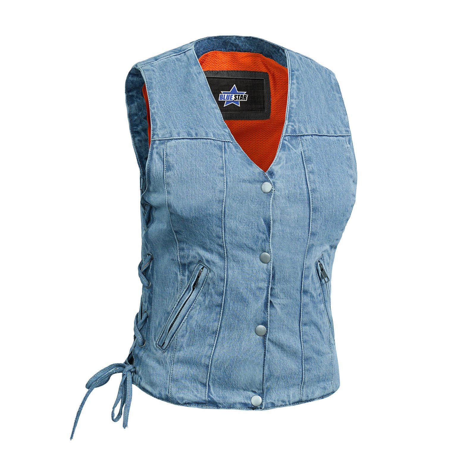 BSM2533 Women's Single Back Panel Concealed Carry Denim Vest - Blue