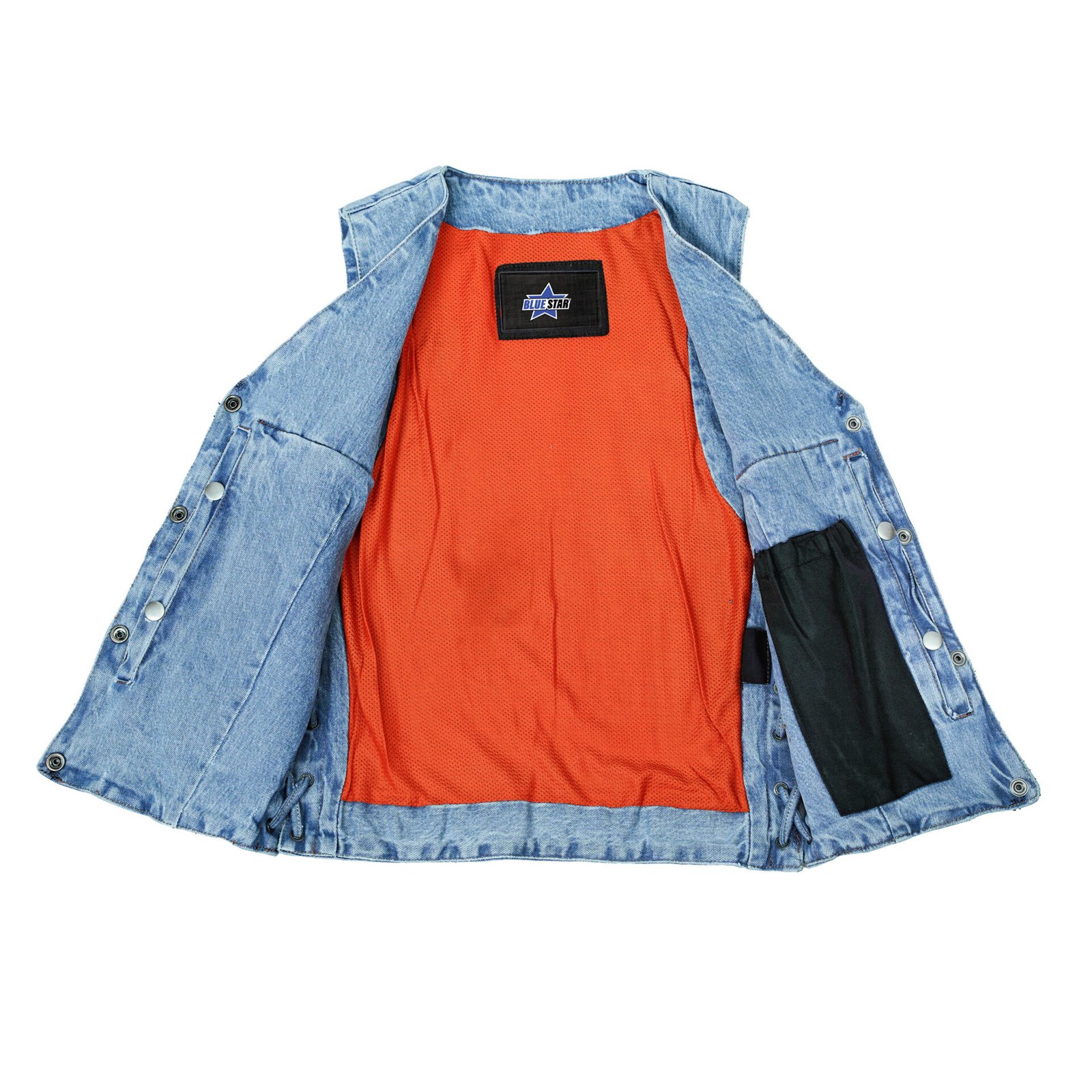 BSM2533 Women's Single Back Panel Concealed Carry Denim Vest - Blue - Image 5