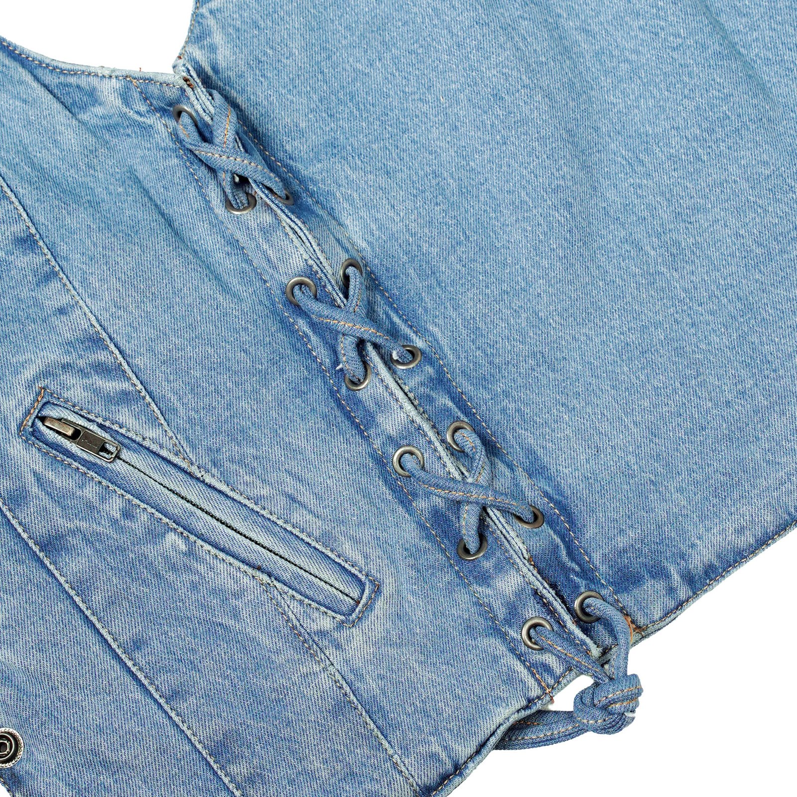 BSM2533 Women's Single Back Panel Concealed Carry Denim Vest - Blue - Image 9
