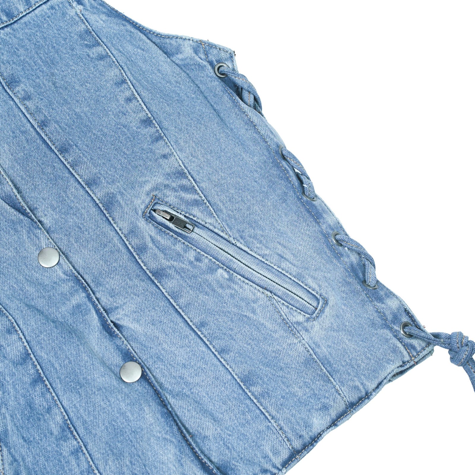 BSM2533 Women's Single Back Panel Concealed Carry Denim Vest - Blue - Image 8