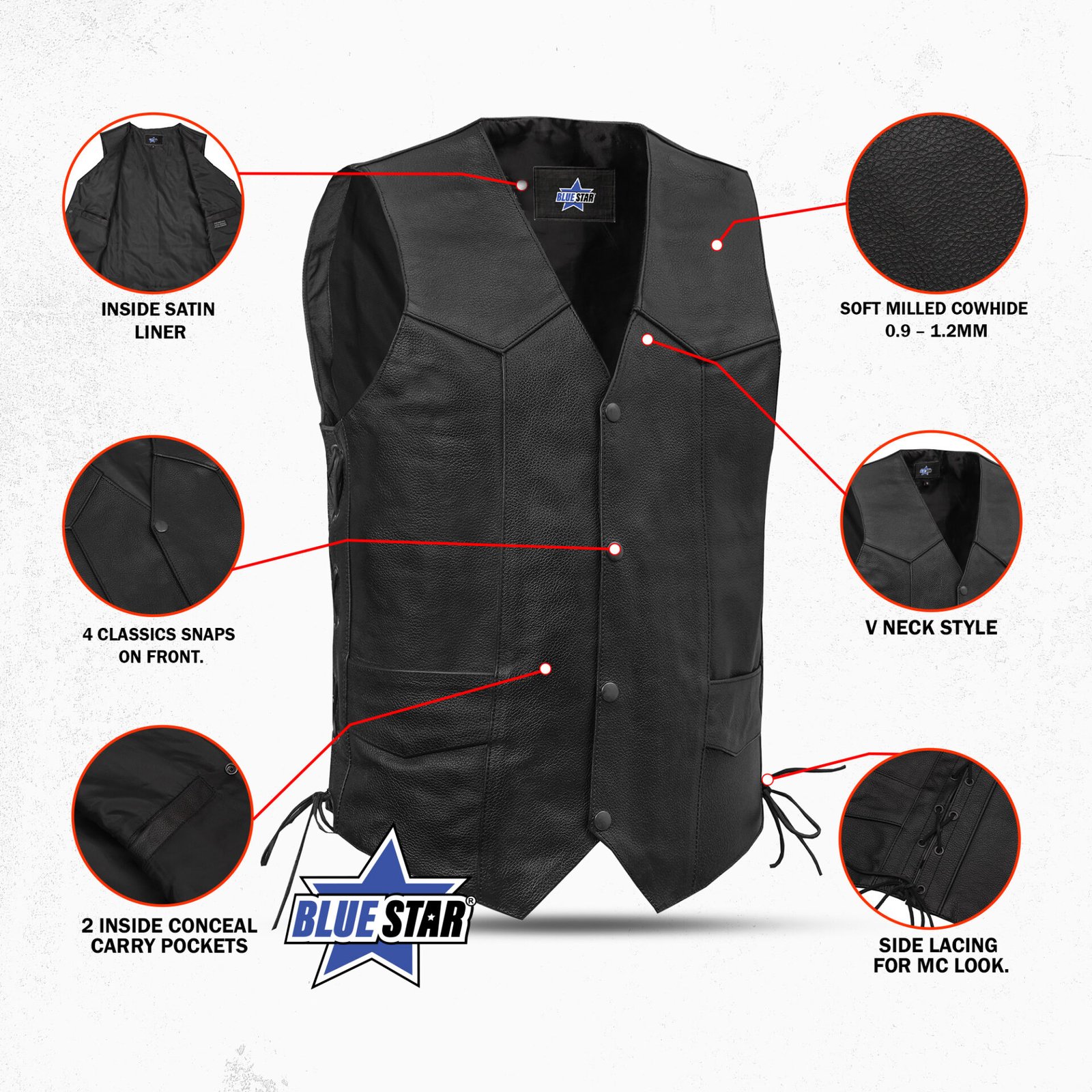 BSM1518 Men's Side Lace Economy Vest - Image 3