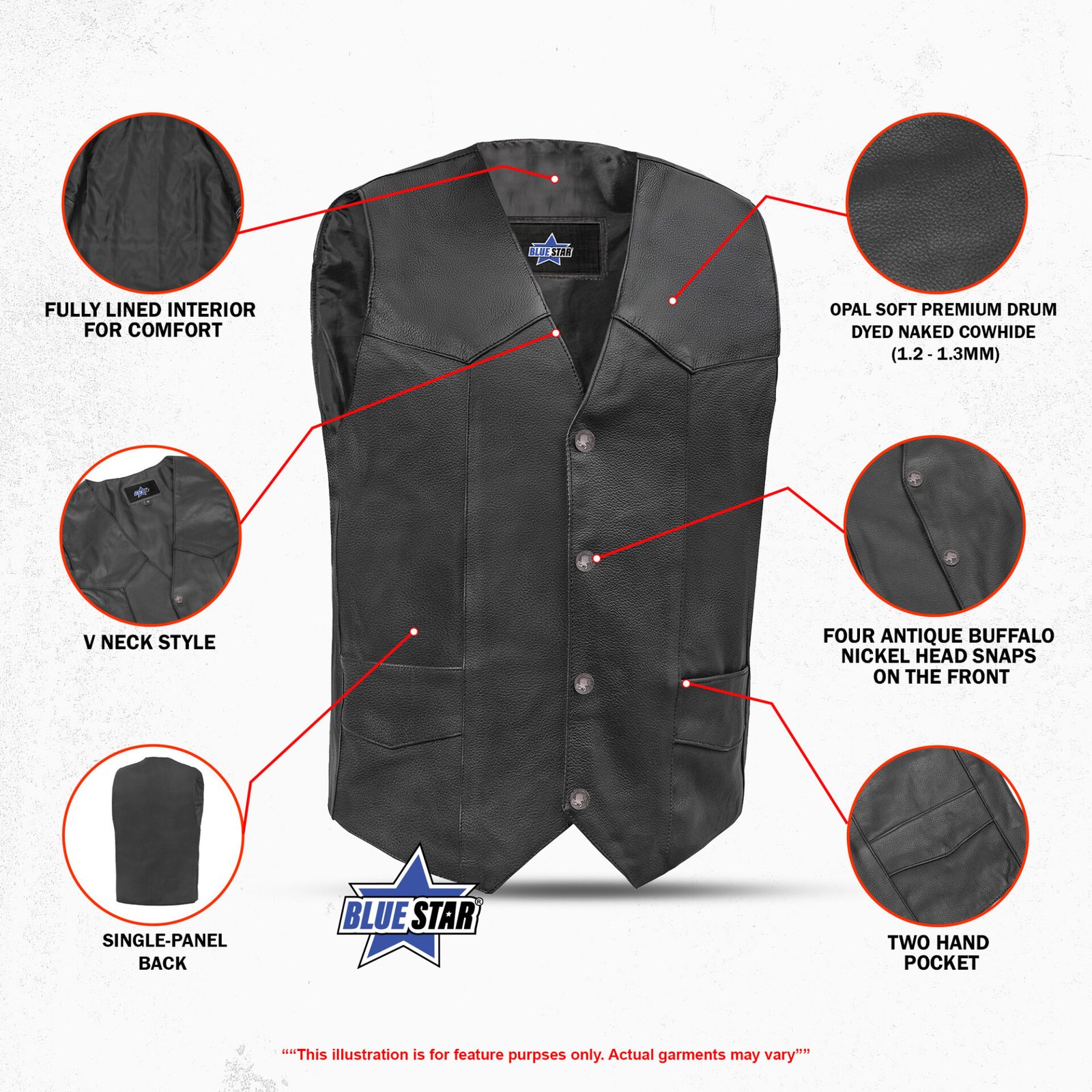 BSM1546 Advance Men's Buffalo Nickel Head Snap Vest - Image 3