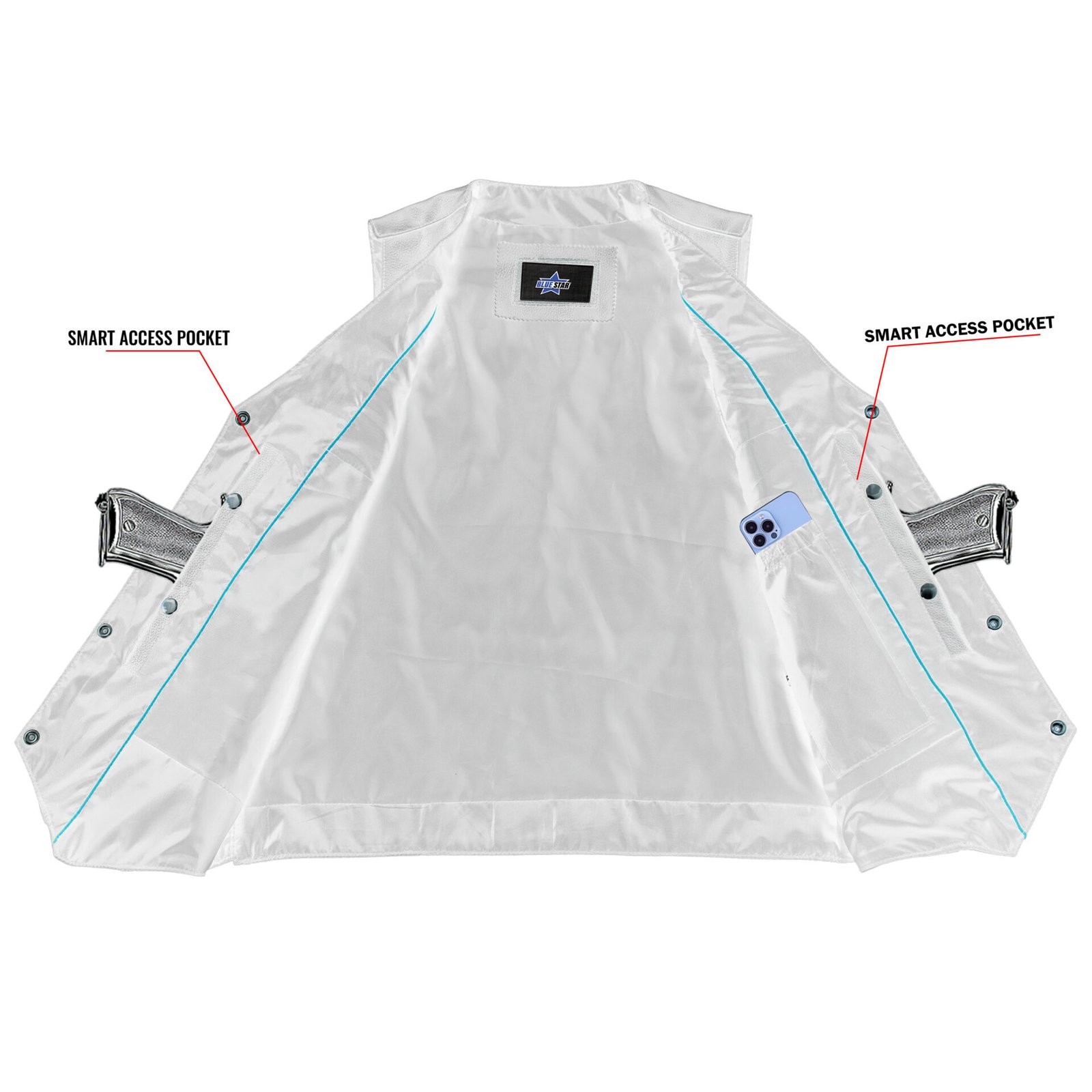 BSM1526 Men's Single Back Panel Concealed Carry Vest (Buffalo Nickel Sn - Image 4