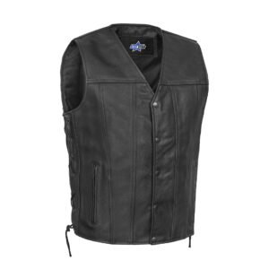BSM1554 Men's Tall Classic Tapered Bottom Biker Leather Vest