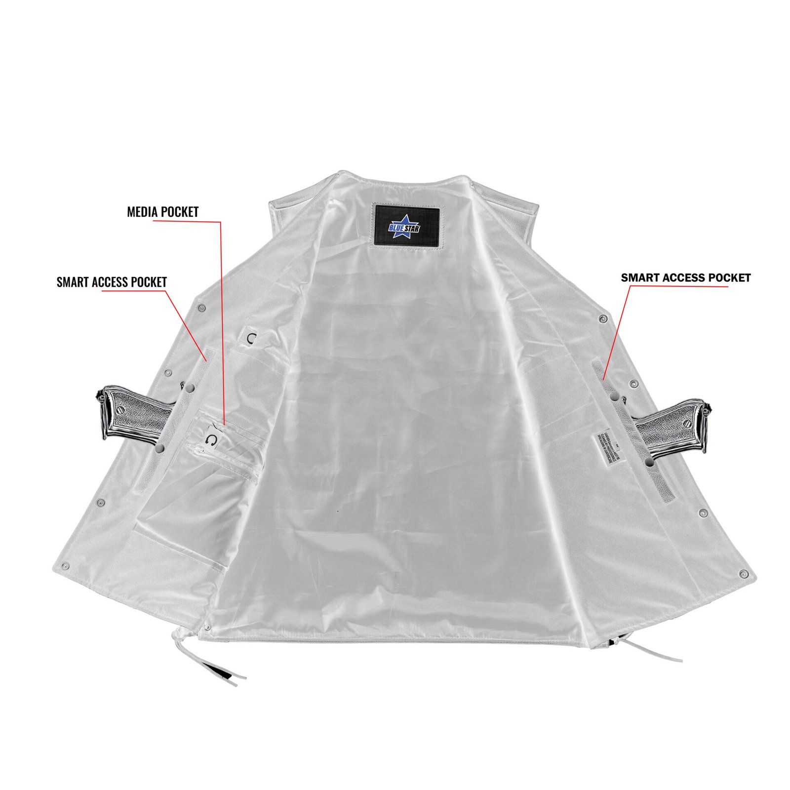 BSM1554 Men's Tall Classic Tapered Bottom Biker Leather Vest - Image 4