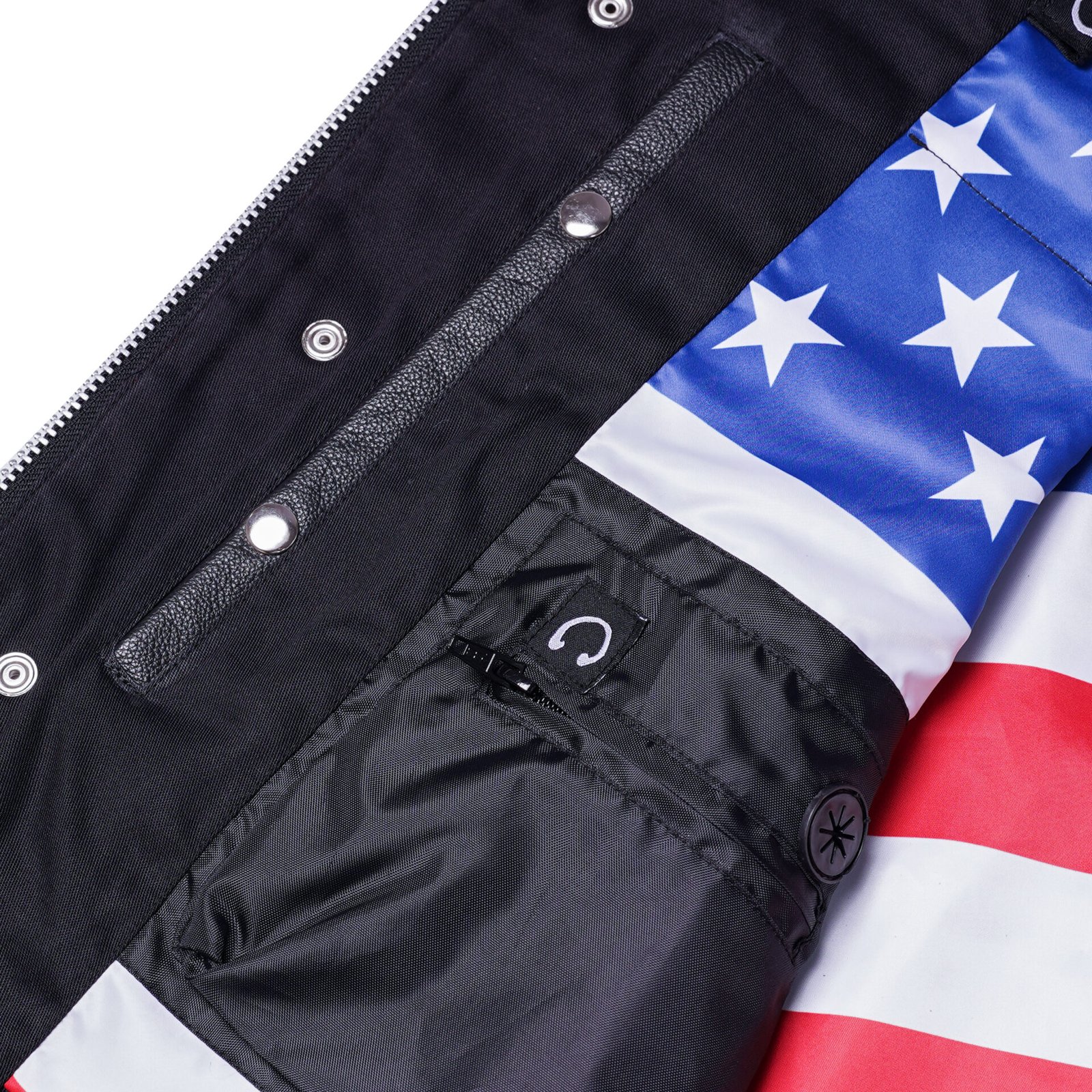 BSM1522 MEN'S LEATHER VEST WITH RED STITCHING AND USA INSIDE FLAG LININ - Image 9