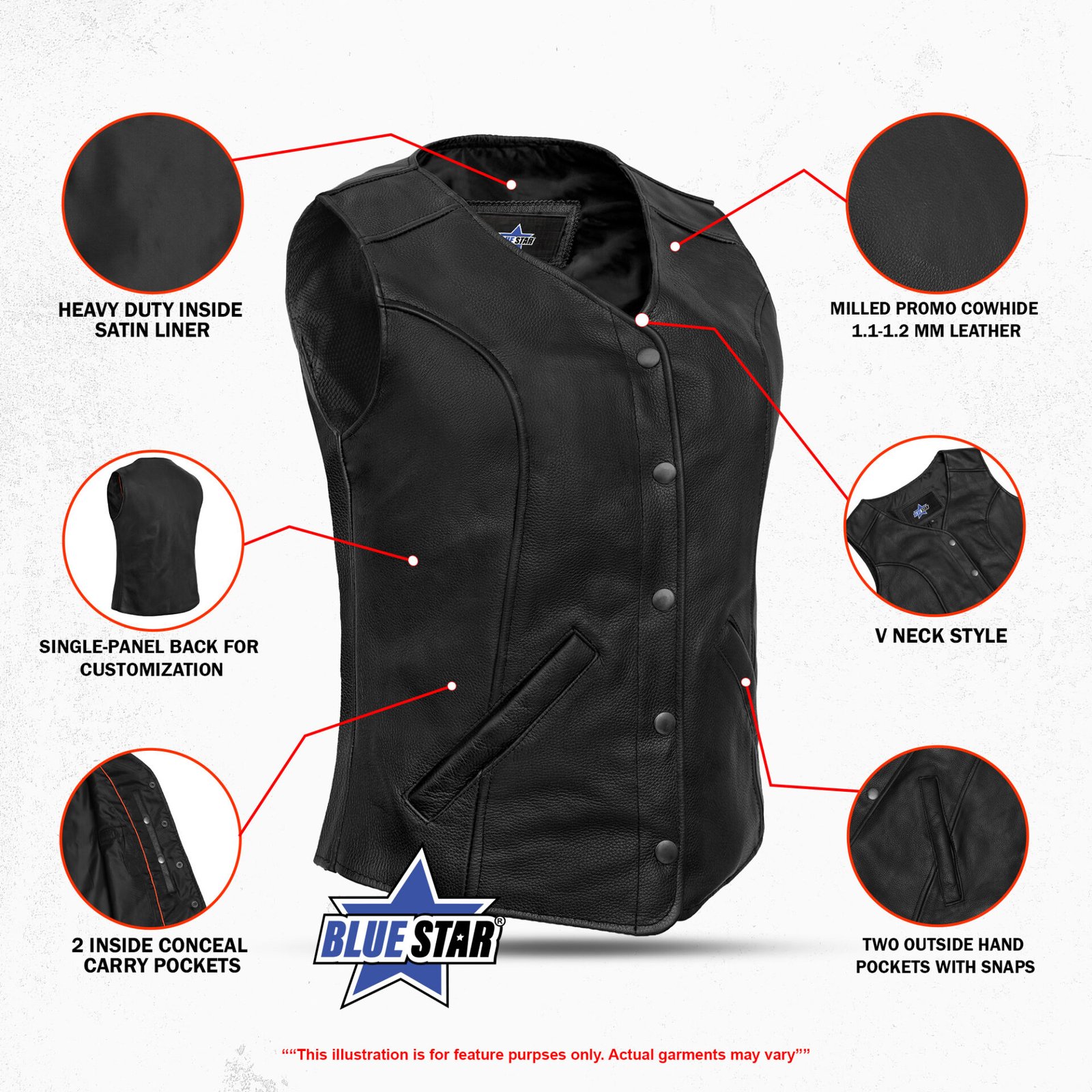 BSM2522 Women's Stylish Longer Body ¾ Vest - Plain Sides - Image 3