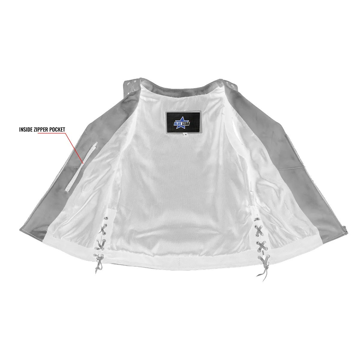 BSM2528 Women's Brown Zippered Vest with Lacing Details - Image 5