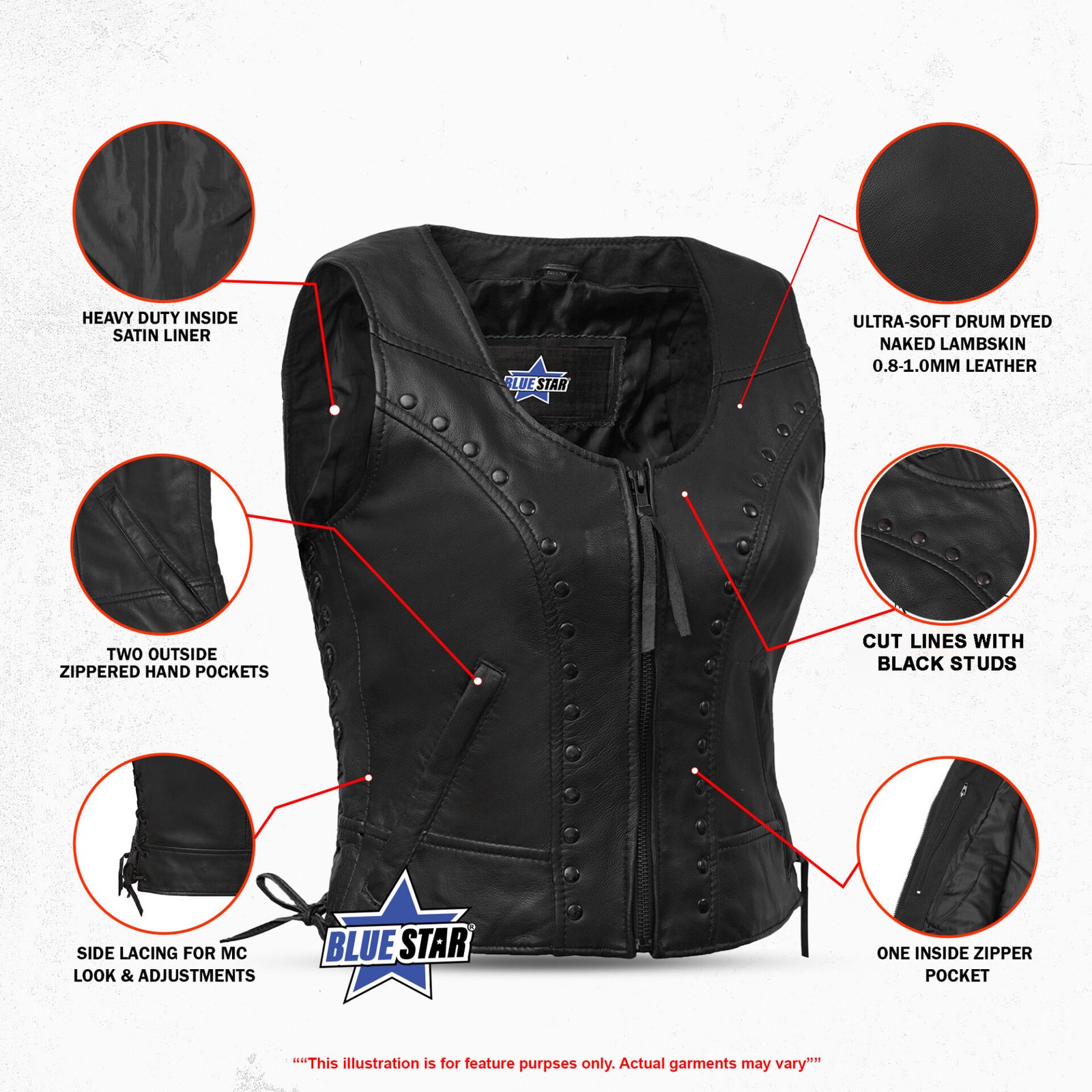 BSM2516 Women's Lightweight Vest with Rivets Detailing - Image 3