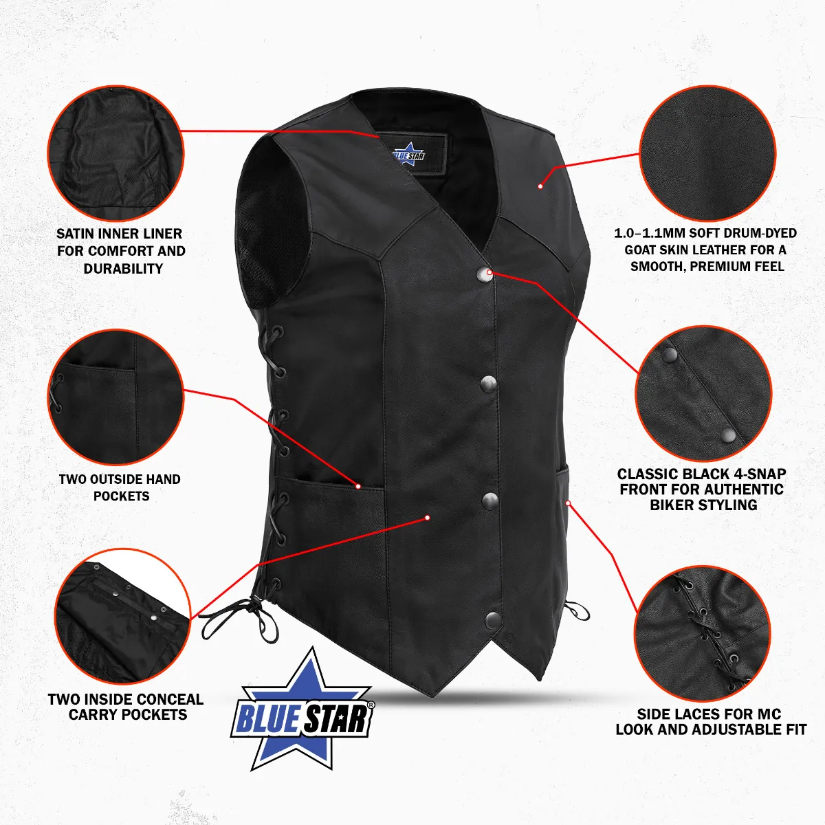 BSM2509 Women's Classic Side Lace Vest - Image 3