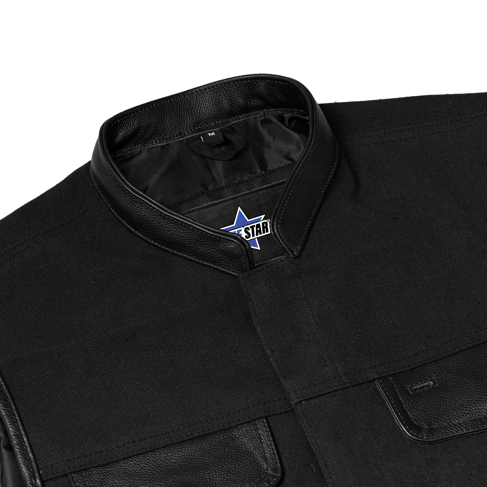 BSM1514 Canvas Material Single Back Panel Concealment Vest W/Leather Trimming - Image 6