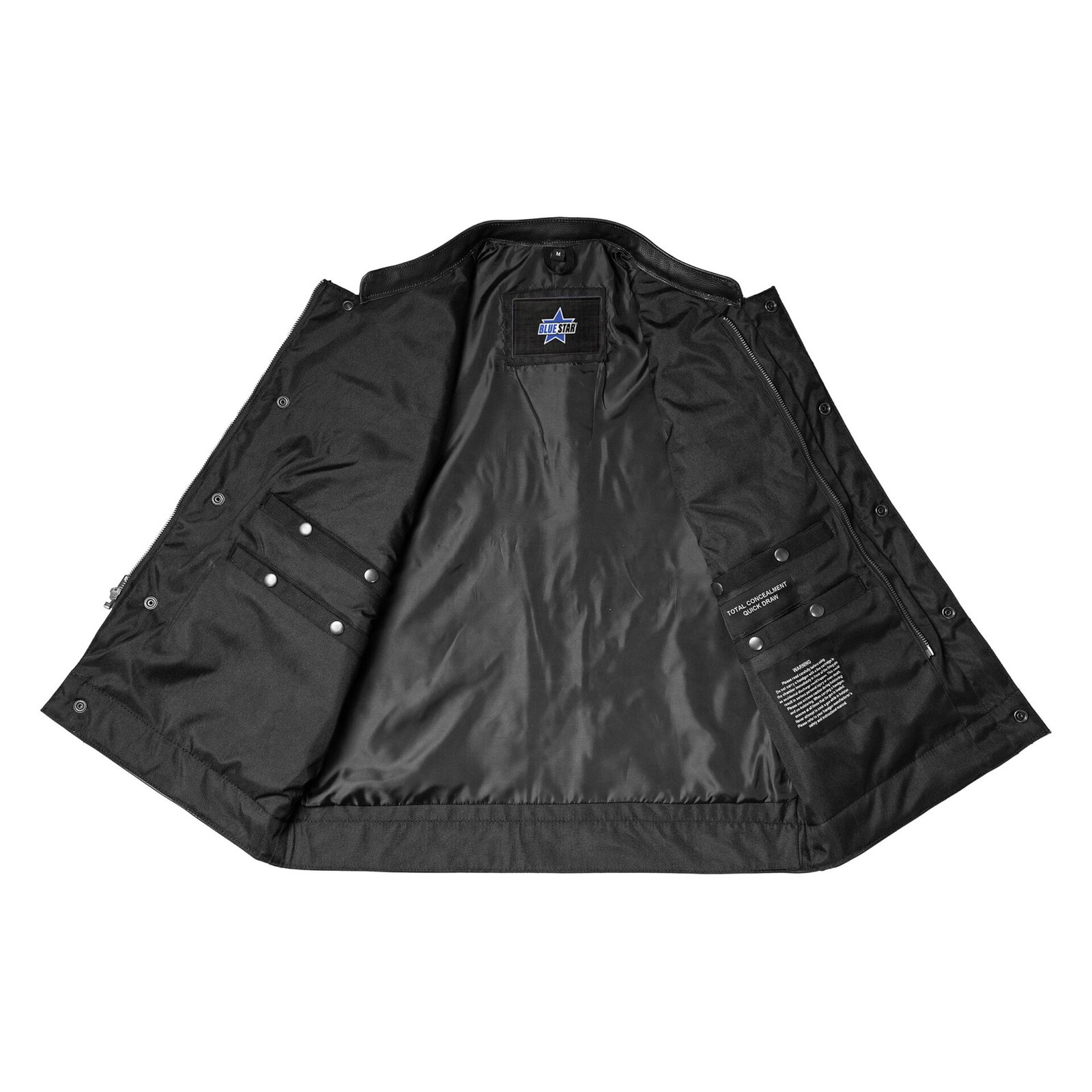 BSM1514 Canvas Material Single Back Panel Concealment Vest W/Leather Trimming - Image 5