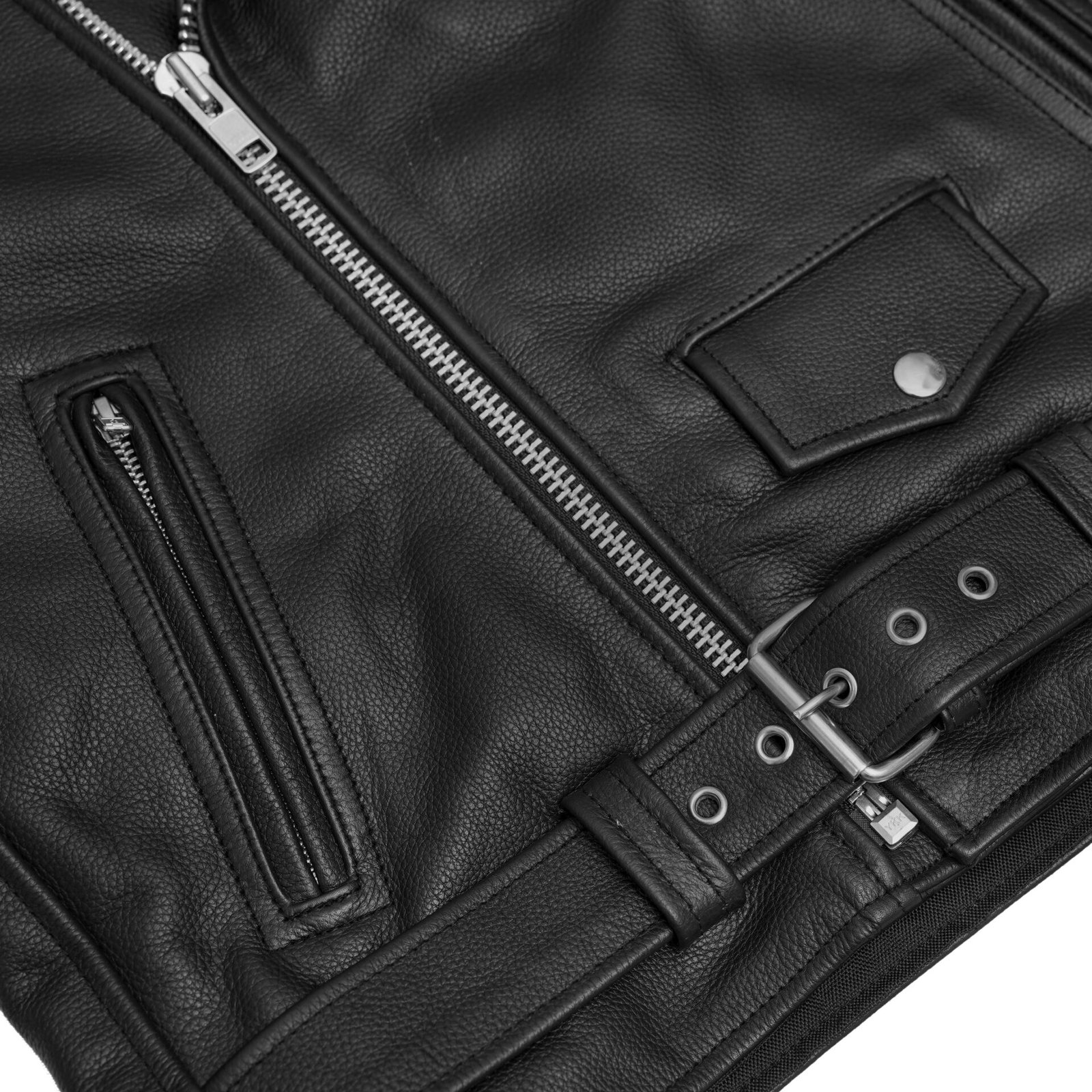 BSM1114 Men's Classic Plain Side Police Style M/C Jacket - Image 8