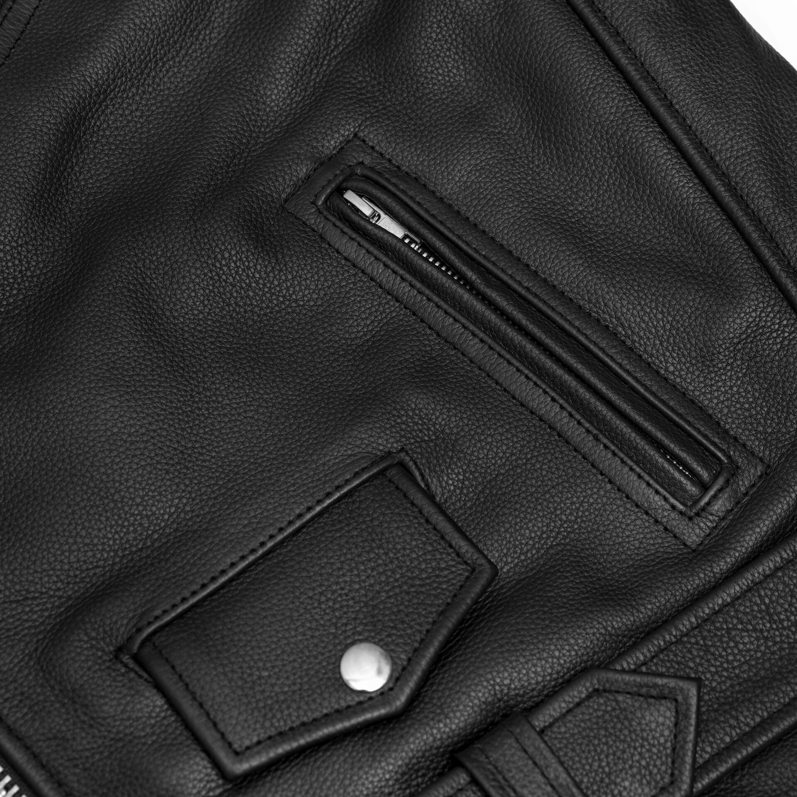 BSM1114 Men's Classic Plain Side Police Style M/C Jacket - Image 9