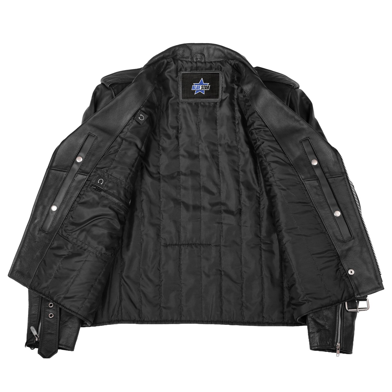 BSM1121 Motorcycle Armored Classic Biker Leather Jacket - Image 5