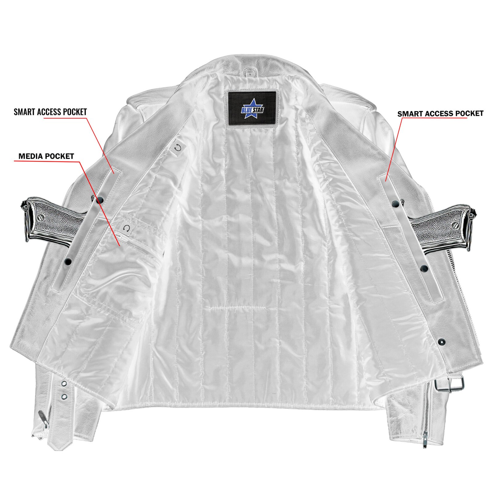 BSM1121 Motorcycle Armored Classic Biker Leather Jacket - Image 4