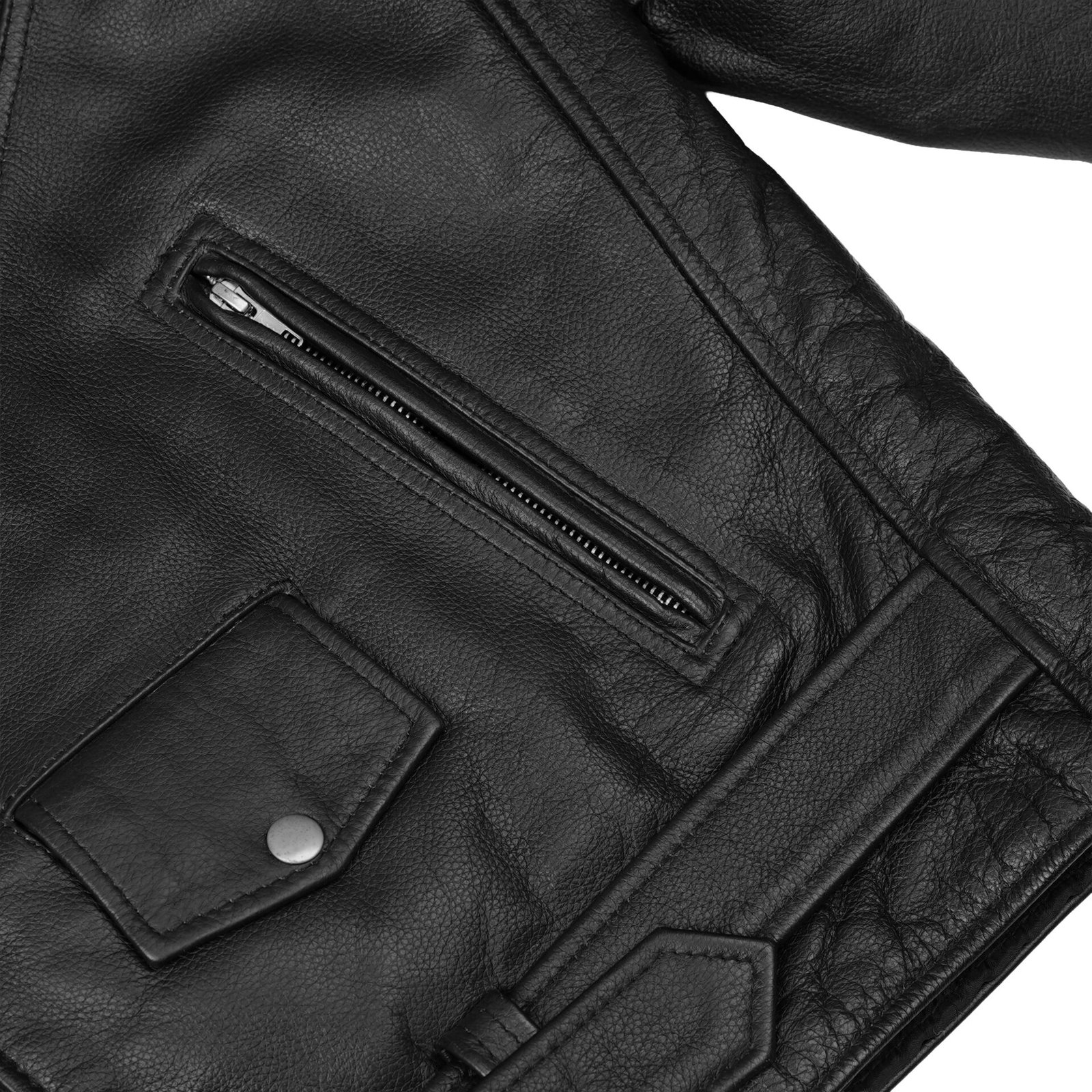 BSM1121 Motorcycle Armored Classic Biker Leather Jacket - Image 9
