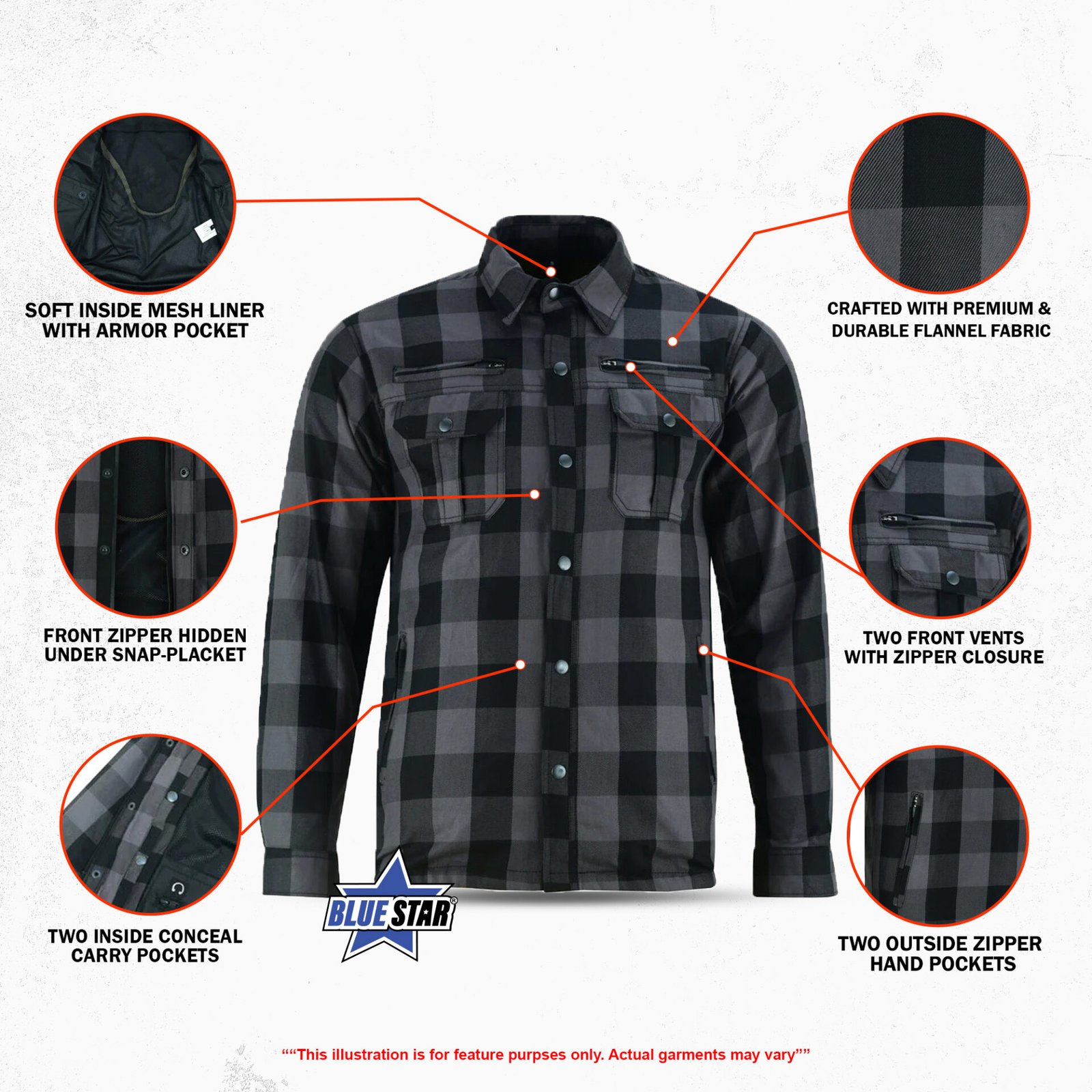 BSM1150 ARMORED FLANNEL SHIRT - GRAY - Image 2