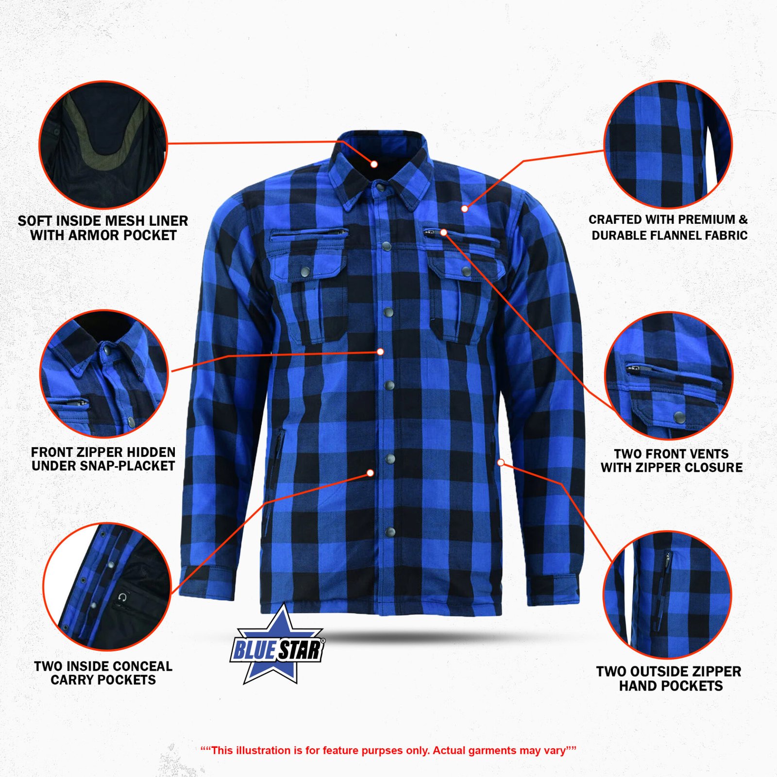 BSM1154 Armored Flannel Shirt - Blue - Image 2