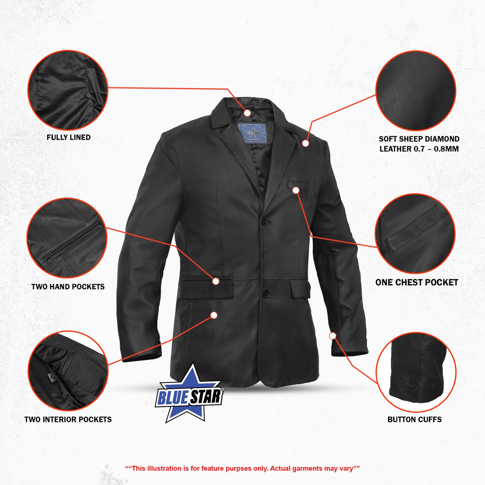 BSM1148 Men’s Sheep Skin Leather Blazer - Image 3