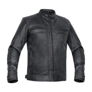 CLASSIC CHARM MEN’S SHEEPSKIN LEATHER JACKET WITH SNAP BUTTON COLLAR