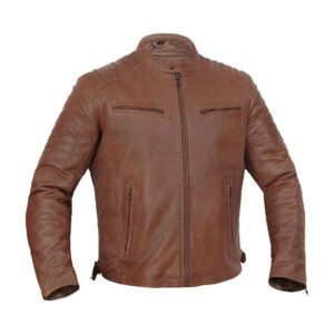 COPPER SLAYER MEN’S SHEEPSKIN LEATHER FASHION JACKET WITH SNAP BUTTON COLLAR