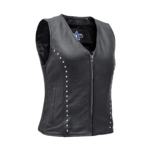 BSM4607 Women’s Studded Leather Motorcycle Vest