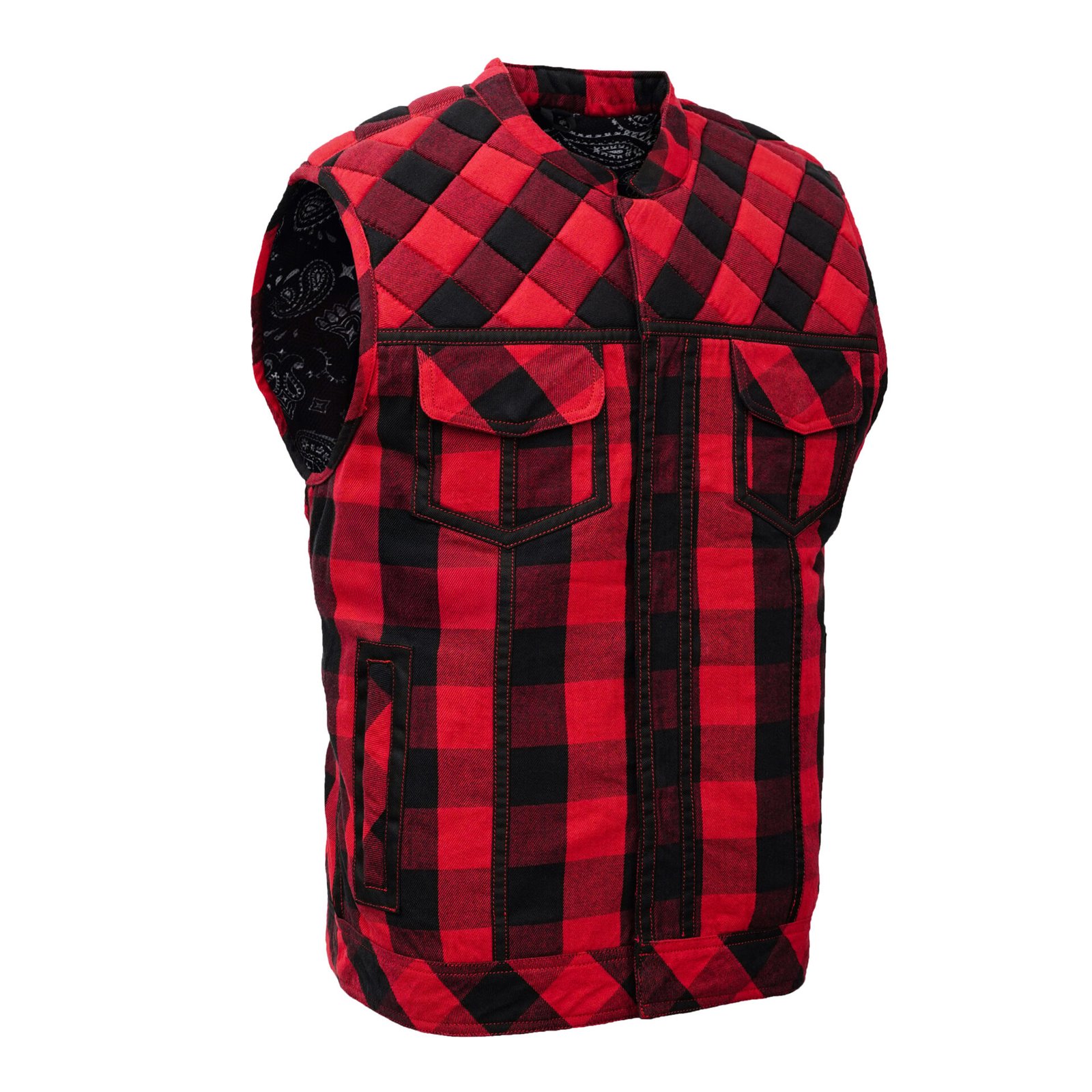 BSM4618 Scarlet Fury Black and Red Flannel Textile Vest