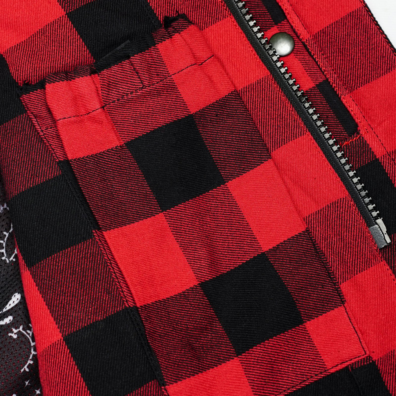 BSM4618 Scarlet Fury Black and Red Flannel Textile Vest - Image 6