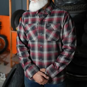 BSM4634 Riveter Men’s Maroon, Black, and White Flannel