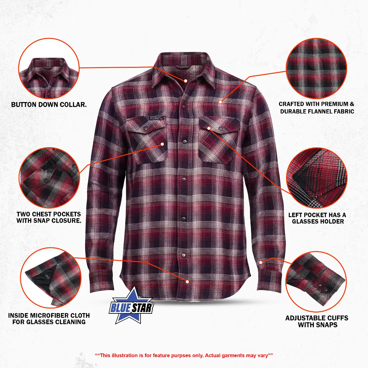 BSM4634 Riveter Men’s Maroon, Black, and White Flannel - Image 2