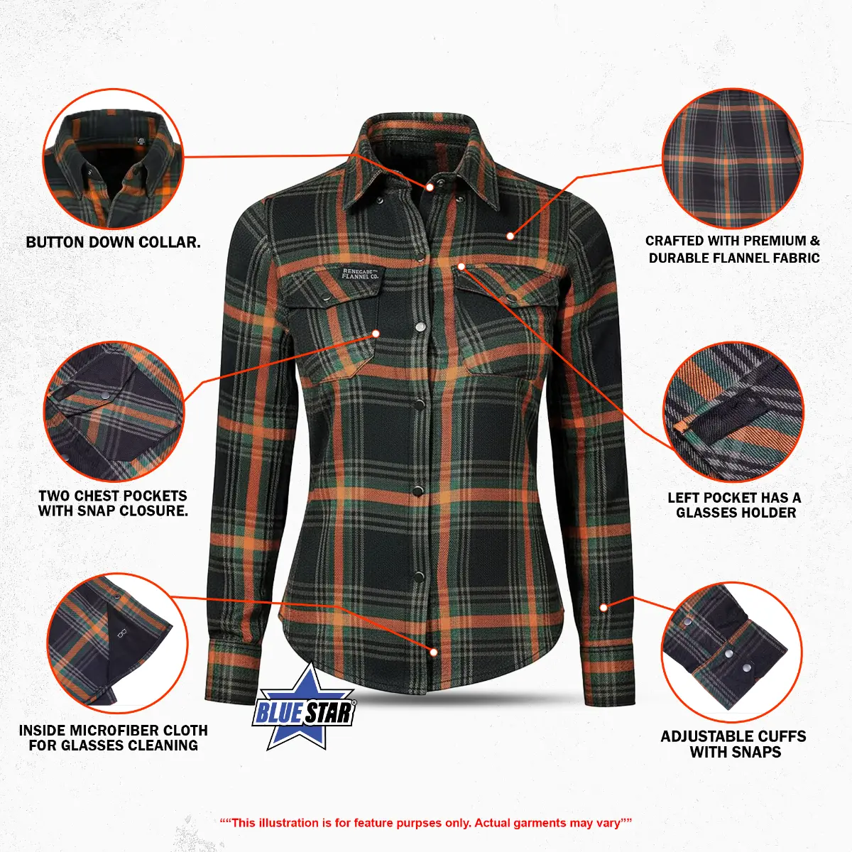 BSM4639 Seaflora Women’s Flannel Shirt - Image 2