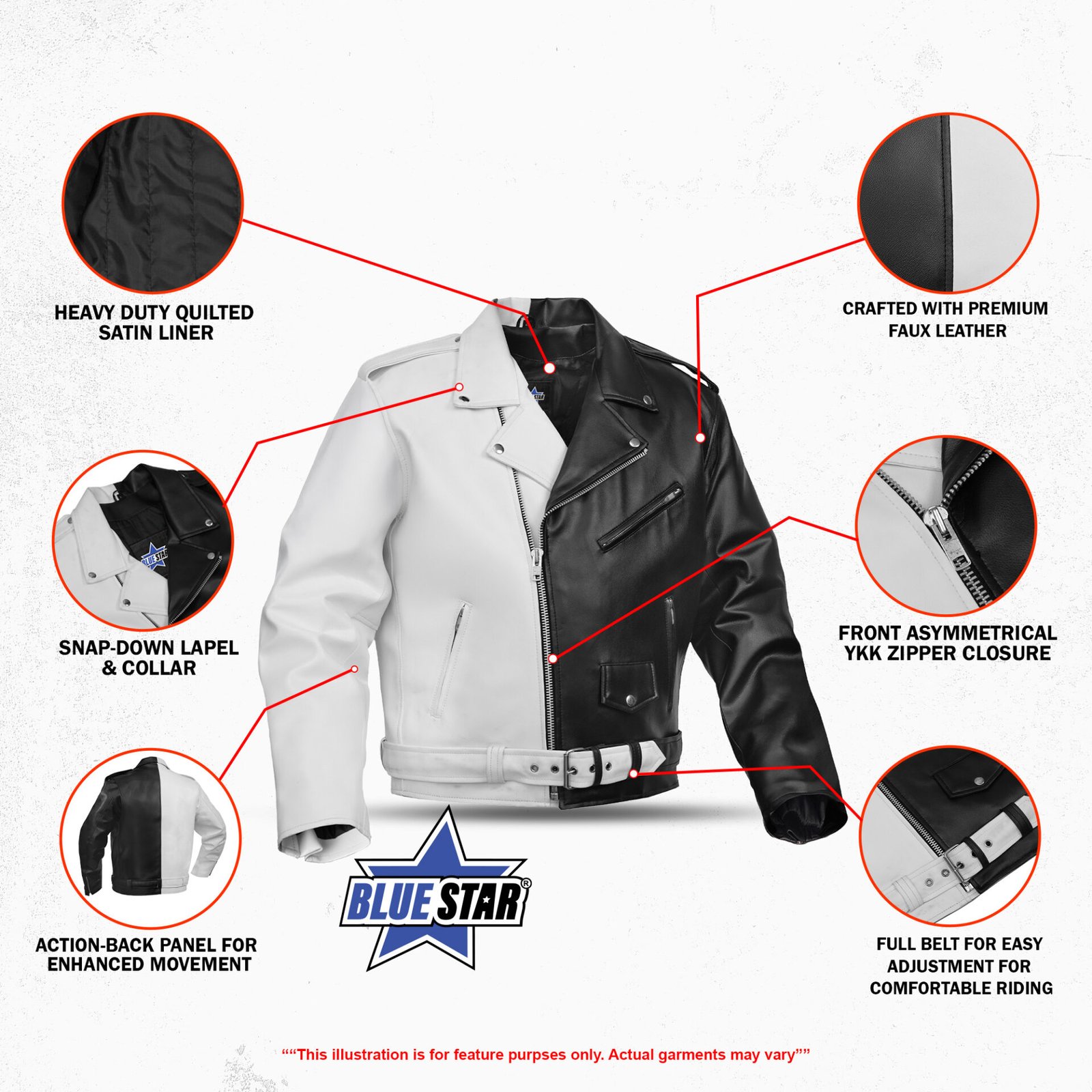 BSM4663 Mono Racer Mens Faux Leather Motorcycle Jacket - Image 3