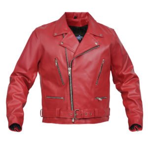 BSM4664 Crimson Firebrand Men’s Faux Leather Motorcycle Jacket